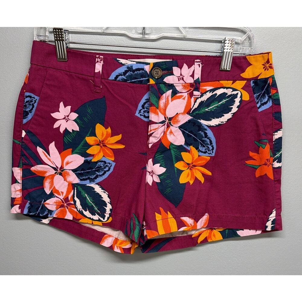 Old Navy Everyday Women's Shorts Burgundy Floral Hawaiian Tropical - Size 4